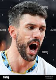Tokyo, Japan. 7th Aug, 2021. Facundo Conte of Argentina celebrates after  scoring during the men's volleyball bronze medal match between Argentina  and Brazil at the Tokyo 2020 Olympic Games in Tokyo, Japan,
