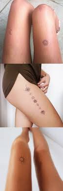 Minimalist Thigh Tattoo Ideas For Women Sun And Moon Leg Tatt Tribal Lotus Thigh Tat At Thigh Tattoo Leg Tattoos Women Leg Tattoos