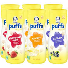 Why are graduates puffs a perfect first finger food for my little one? Gerber Graduates Puffs Cereal Snack Assorted Flavors 1 48 Ounce 6 Count 24 Baby Store