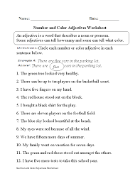 Number And Color Adjectives Worksheet Adjective Worksheet Describing Words Adjectives