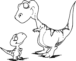 This spinosaurus coloring page shows a young dinosaur standing in the mud with two pine trees in his background. Dinosaur Mom And Baby Coloring Pages Coloring Pages Ideas