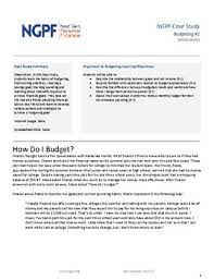 B could you tell us something about the different ways you use coursebook answer key. Case Study How Do I Budget By Next Gen Personal Finance Tpt