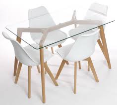 Charles Jacobs Dining Table With Four White Chairs Set Solid Wood Oak Legs And Cl Muebles De Comedor Modernos Mesas De Vidrio Comedor Mesas De Comedor Pequenas