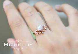 Nova Pearl Engagement Ring Petite Halo Diamond Akoya Pearl Etsy Diamond Wedding Bands Leaf Wedding Band Pearl Engagement Ring