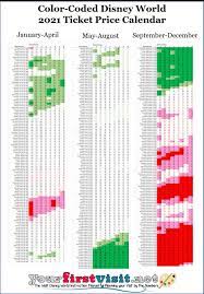 Disney World 2021 Ticket Prices In A Color Coded Calendar Yourfirstvisit Net In 2021 Disney World Disney World Tips And Tricks Disney World Prices