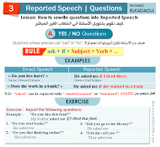 ( click here to read the explanations about reported speech ). Reported Speech Question Moroccoenglish