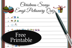 General knowledge of songs artists and band members of the classic rock era. Free Printable Christmas Songs Emoji Pictionary Quiz