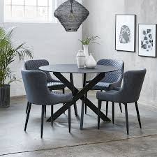 Set (4 square back side chairs), created for macy's. Remi 120cm Round Dining Table 4 Dark Grey Faux Leather Toby Chairs