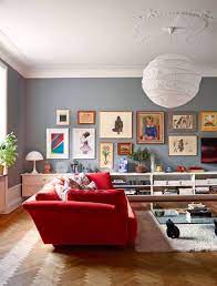 Red Sofa Ideas Herringbone Wood Flooring Gallery Wall Via West Elm Redsofa Sofas Cou Red Couch Living Room Red Sofa Living Room Red Leather Sofa Living Room