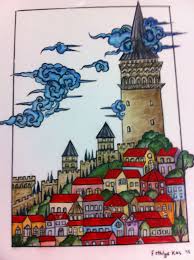 Galata Kulesi Illustrasyonlar Sanat Desen Hayvan Boyama Sayfalari