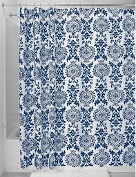 Navy Blue Shower Curtains In 10 Awesome Patterned Designs Rilane We Aspire To Inspire Navy Blue Shower Curtain Blue Shower Curtains Curtains