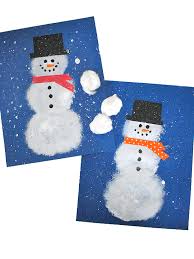 Cotton Ball Stamped Snowman Craft - Our Kid Things