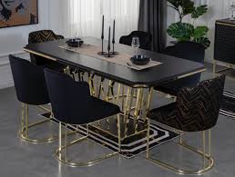 Free shipping for many items! Casa Padrino Luxury Dining Room Furniture Set Black Gold 1 Dining Room Table 6 Dining Chairs Luxury Dining Room Furniture