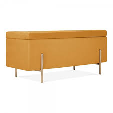 Mustard Velvet Upholstered Storage Bench Ottoman Velvet Storage
