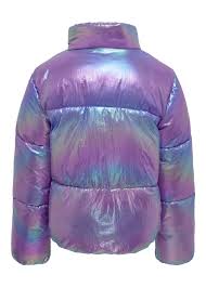 Metallic puffer hot sale jacket girls