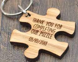 Customised Personalised Wedding Gift Favours Puzzle Piece On Keyring Minimum Order Of 50 Applies Everything And Wedding