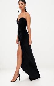 Black Velvet Draped Wrap Detail Bandeau Maxi Dress Bandeau Maxi Dress Dresses Maxi Dress
