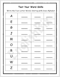 1 put the letters in the correct order. A To Z Writing Four Letter Words Workbook Englishbix