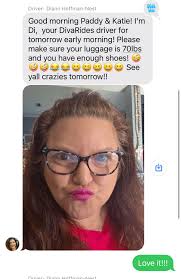 So here at DivaRides, when you score a ride with us, we hook you up with a  reminder text the day before, complete with a photo of your driver and  vehicle. I