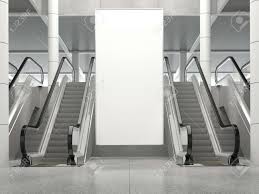 Download Blank Vertical Big Poster In Public Place Billboard Mockup Near To Escalator In An Mall Shopping Center Airport Terminal Office Building Or Subway Station 3d Rendering Stock Photo Picture And Royalty Free