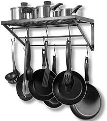 Buy metal hanging pots/pan racks and get the best deals at the lowest prices on ebay! Wall Mounted Metal Pot Pan Rack Wall Pot Pan Rack With 10 Hooks Black Hanging Kitchen Pan Pot Rack Shelf Cooker Organizer Holder With 10 S Shape Hooks 60 25 25cm Amazon Co Uk Home