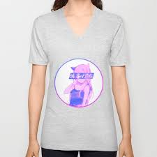 See more ideas about anime, aesthetic anime, 90s anime. Waves Pink Sad Japanese Anime Girl Aesthetic Unisex V Neck By Poser Boy Society6