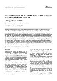 Body condition scoring is a common tool to assess the subcutaneous fat reserves of dairy cows. Body Condition Score And Live Weight Effects On Milk Production In Irish Holstein Friesian Dairy Cows