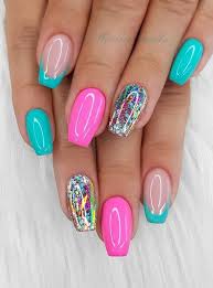 beautiful glittering short pink nails art designs idea for summer and spring lily fashion style pink nail art designs short pink nails pink nail art