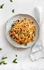 This 20 Minute Vegetarian Creamy Mushroom Sweet Potato Noodles Recipe Is A Healthy Vegetari Sweet Potato Pasta Sweet Potato Noodles Recipe Sweet Potato Noodles