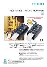 8205 8206 Micro Hicorder True Rms Voltage And Current