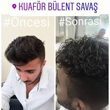 Erkekler perma öncesi ve sonrası. Kuafor Bulent Savas Publications Facebook