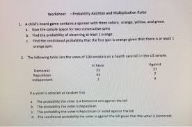 A special discrete probability distribution: Solved Worksheet Probability Addition And Multiplicatio Chegg Com