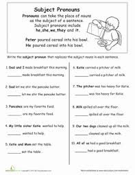 Grammar Basics Subject Pronouns Worksheet Education Com Pronoun Worksheets Grammar Worksheets English Grammar Worksheets