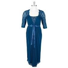 Alex Evenings Plus Size Pleated Gown With Sequined Lace From Von Maur Vonmaur Alexevenings Blue Bow Sheer Full Figure Fashion Mom Dress Long Sleeve Dress