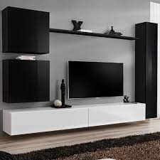 Maybe you would like to learn more about one of these? Meuble Tv Suspendu Design Noir Et Blanc Latiano 2 Noir L 280 X P 40 X H 180 Cm Cdiscount Maison