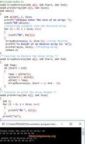 C Program To Reverse An Array Using Recursion C Programming Programing Knowledge C Programming Learning