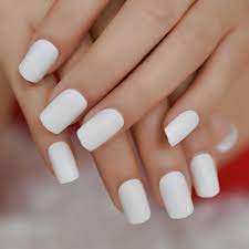 White Matte Square Medium Fake Nails Elegant Cream Art Diy Frosted Daily Wear Party Lady Fake Nails For Kids Fake Nails Short Acrylic Nails