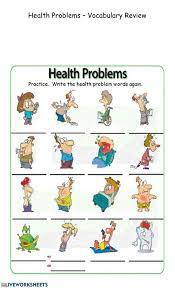 Worksheets, pdf exercises and handouts. Pin By Reyna Hernandez On Lolli 5 U 2 Vocabulary Health Problems English As A Second Language Esl