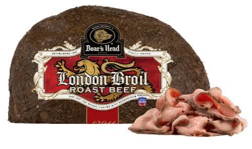 Boar's Head London Broil deli slices stacked on a plate