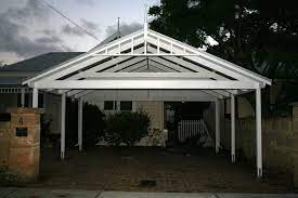 Choose from our gable timber range or flat roof steel frame range. Double Timber Carport With Zincalume Gable Roof Blue Sky Carpentry Perth