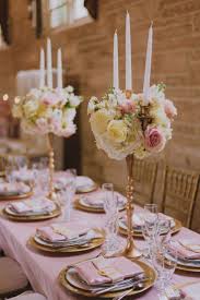 A Soft And Glamorous Pink Cream And Gold Table Setting Pink Table Decorations Pink And Gold Wedding Gold Wedding Decorations