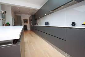 In a smaller room, a white glass effect worktop will lift the colour scheme and. Grey Kitchen Szukaj W Google Grey Gloss Kitchen Gray And White Kitchen White Gloss Kitchen