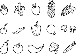 Nice Fruits And Vegetables Set Free Coloring Page Vegetable Coloring Pages Fruit Coloring Pages Fruits And Vegetables Pictures