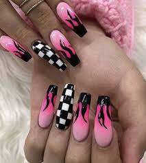 Fire Nails Long Acrylic Nails Trendy Nails