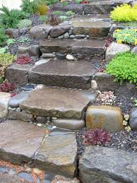 Stone Steps Mosaic Garden Design Succulents Planted Along The Sides Garden Steps Garden Stairs Backyard Landscaping
