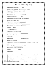 At The Clothing Shop English Worksheets For Kids English Conversation For Kids English Lessons For Kids