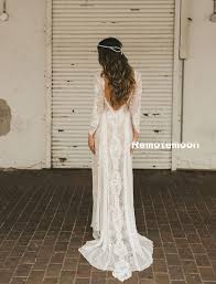 Vintage Lace Boho Wedding Dress Long Sleeves Backless Summer Beach Wedding Dress 2018 Summer B Wedding Dress Long Sleeve Wedding Dresses Wedding Dresses Unique