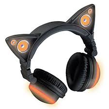 Brookstone Wireless Cat Ear Headphones Bluetooth Headset Color Changing Catothings Cats Themed Products Catalog Wireless Cat Ear Headphones In Ear Headphones Cat Ear Headphones