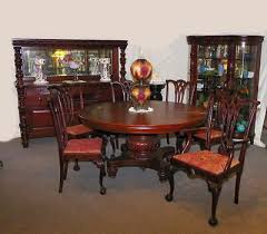 Antique mahogany dining chairs 250. 9 Pc Matching Antique Mahogany Dining Room Set Table Curio Sideboard 6 Chairs Ebay