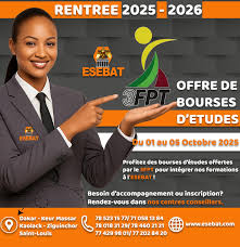 🚀 *RENTRÉE ACADÉMIQUE 2025 - 2026* 🎓 Profitez des bourses d'études  offertes par le *3FPT* pour intégrer les formations de *l'ESEBAT* ! 📅  Période d'inscription : du *1er au 5 octobre 2025*